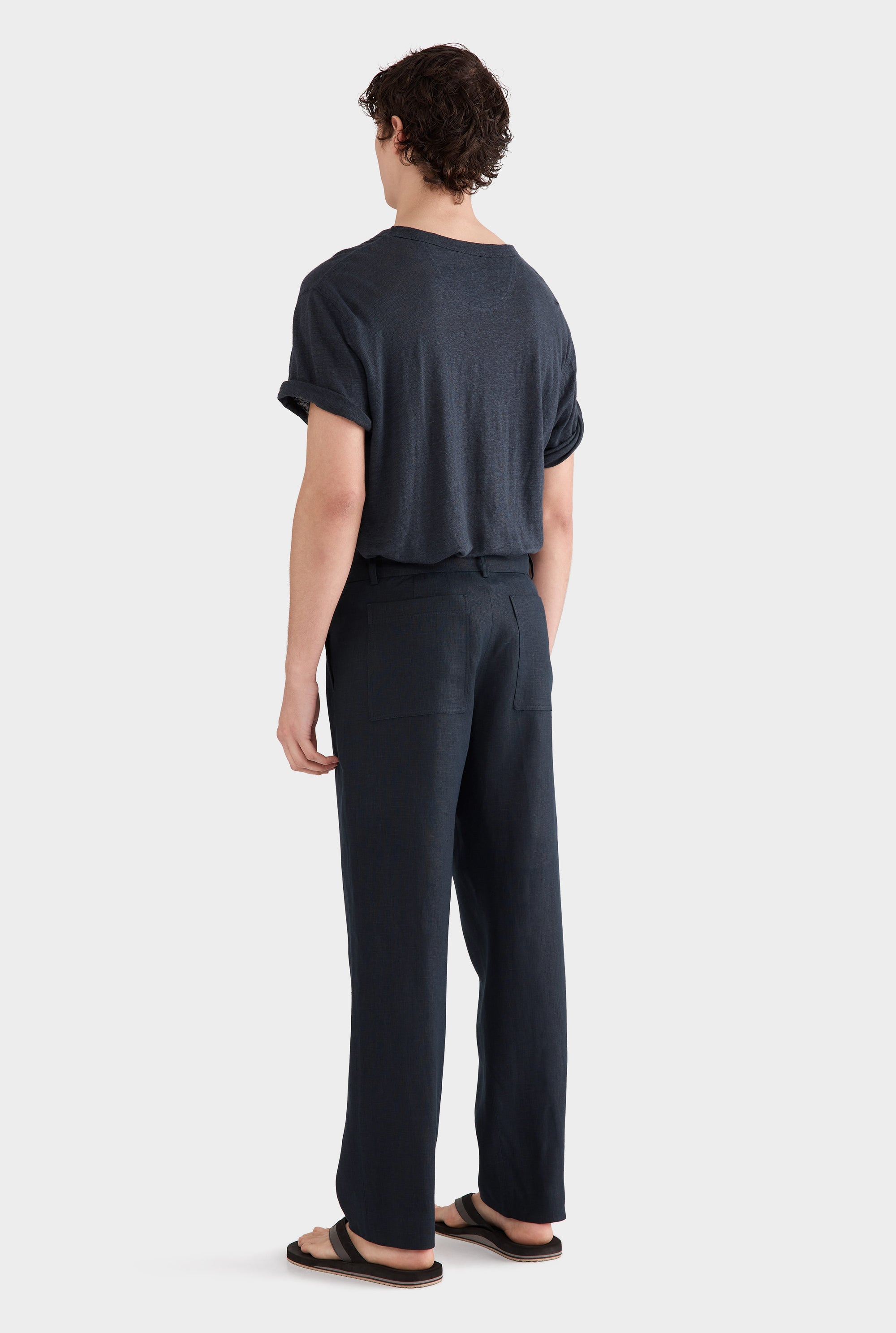 Tailored Linen Trouser - Navy