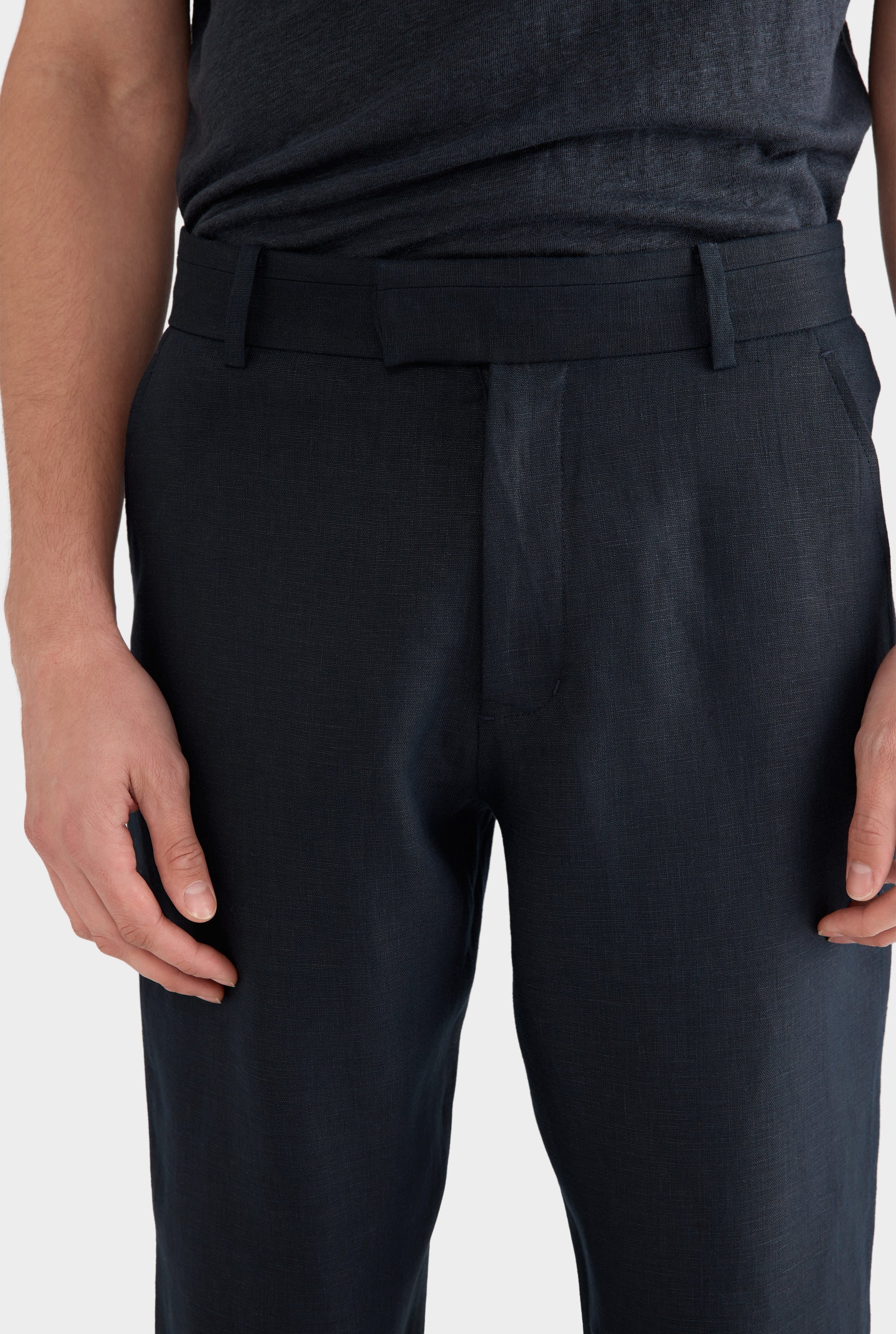 Tailored Linen Trouser - Navy