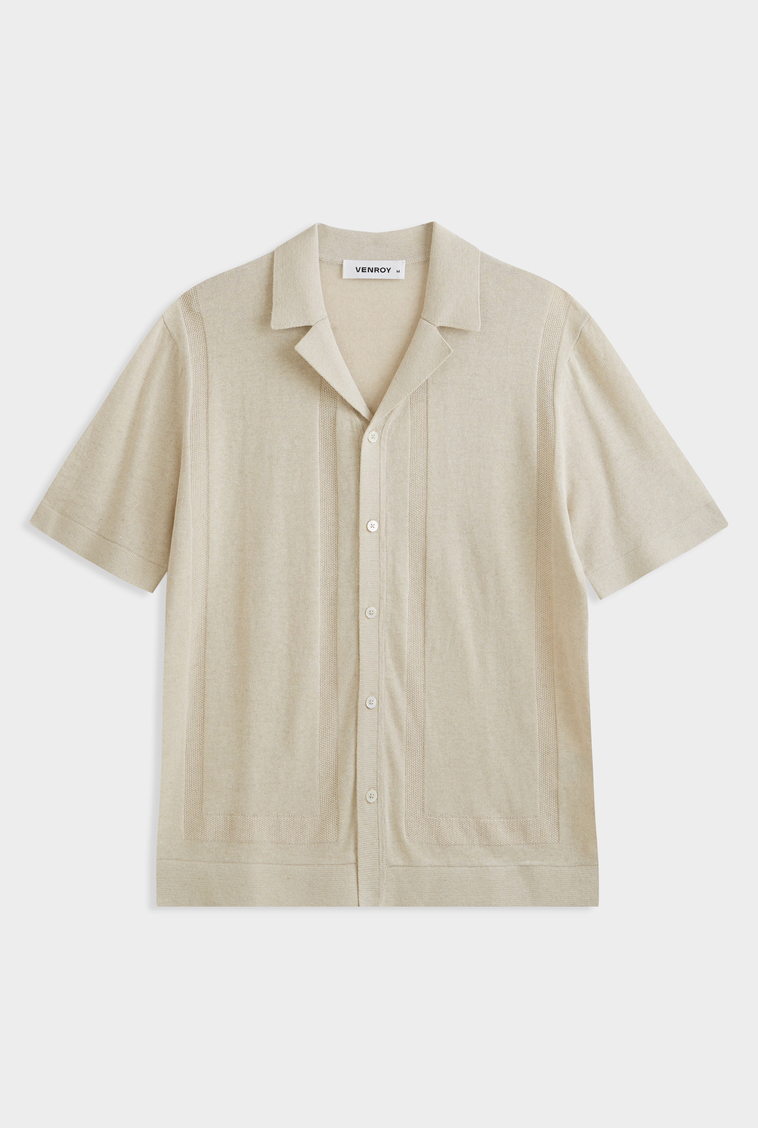 Contrast Stitch Knit Shirt - Sand