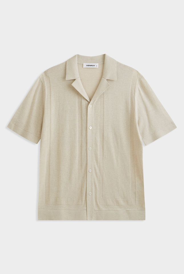 Contrast Stitch Knit Shirt - Sand