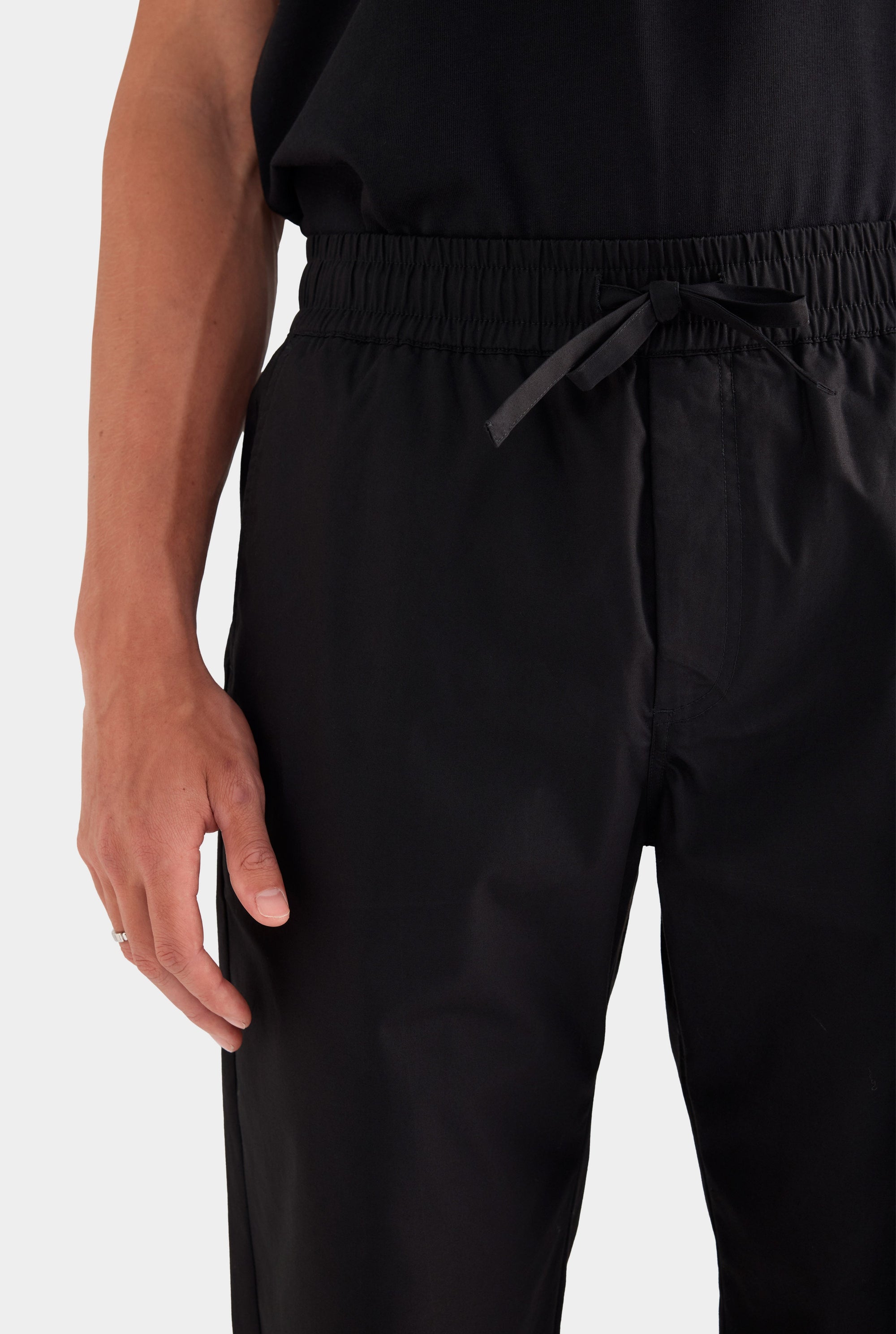 Cotton Poplin Trouser - Black