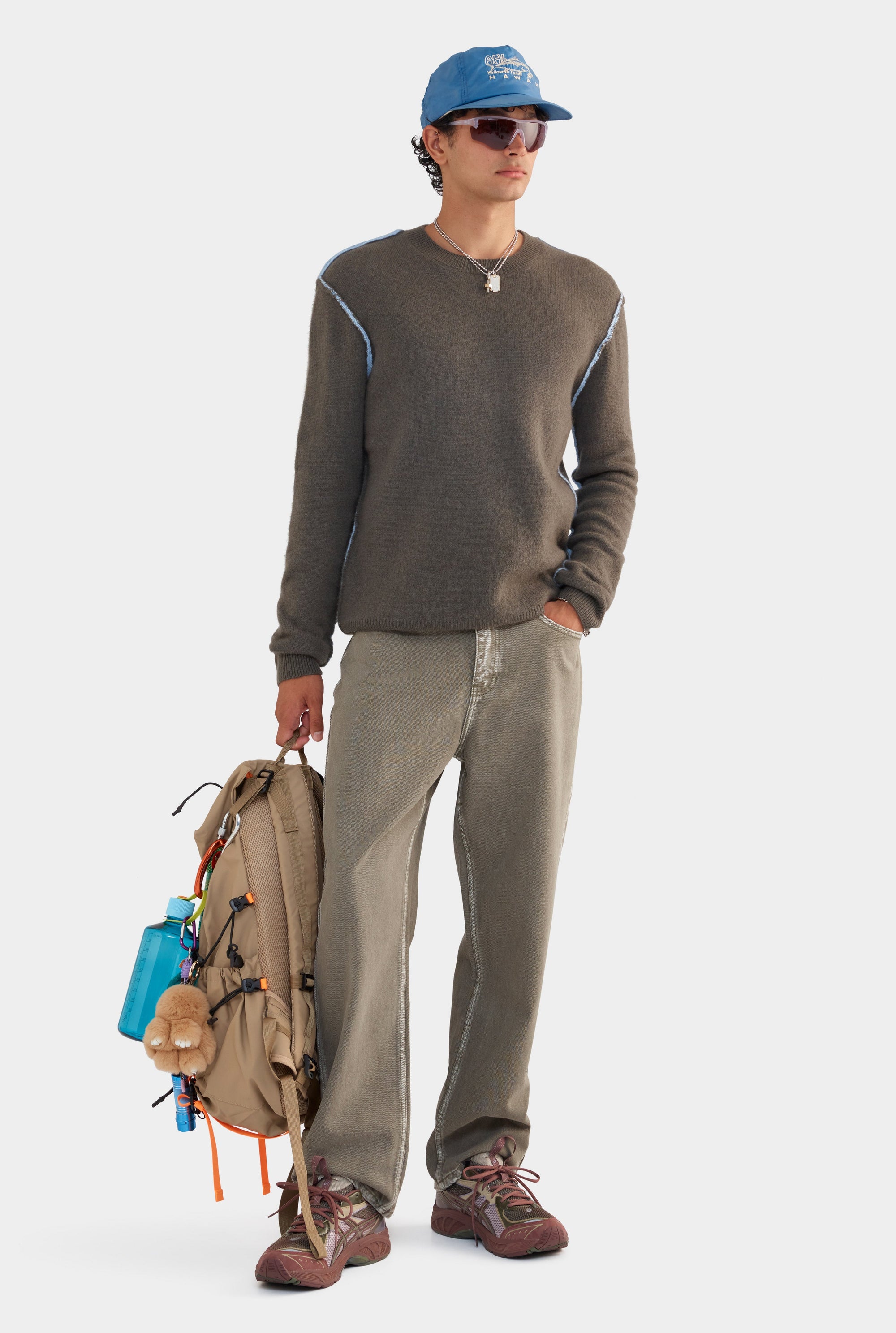 Exposed Seam Cashmere Sweater - Juniper/Sky