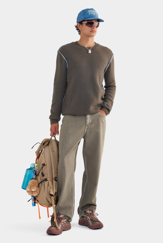 Exposed Seam Cashmere Sweater - Juniper/Sky