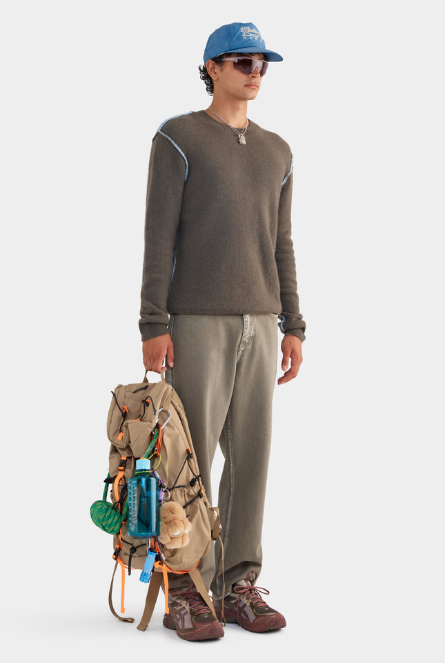 Exposed Seam Cashmere Sweater - Juniper/Sky