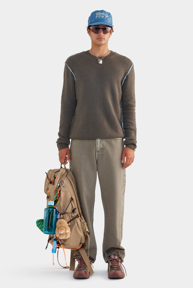 Exposed Seam Cashmere Sweater - Juniper/Sky