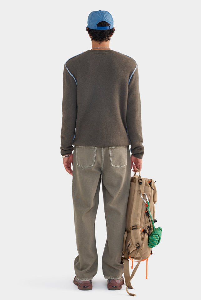 Exposed Seam Cashmere Sweater - Juniper/Sky