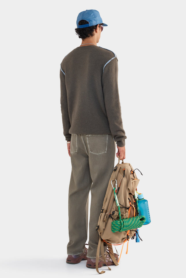 Exposed Seam Cashmere Sweater - Juniper/Sky