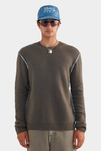 Exposed Seam Cashmere Sweater - Juniper/Sky