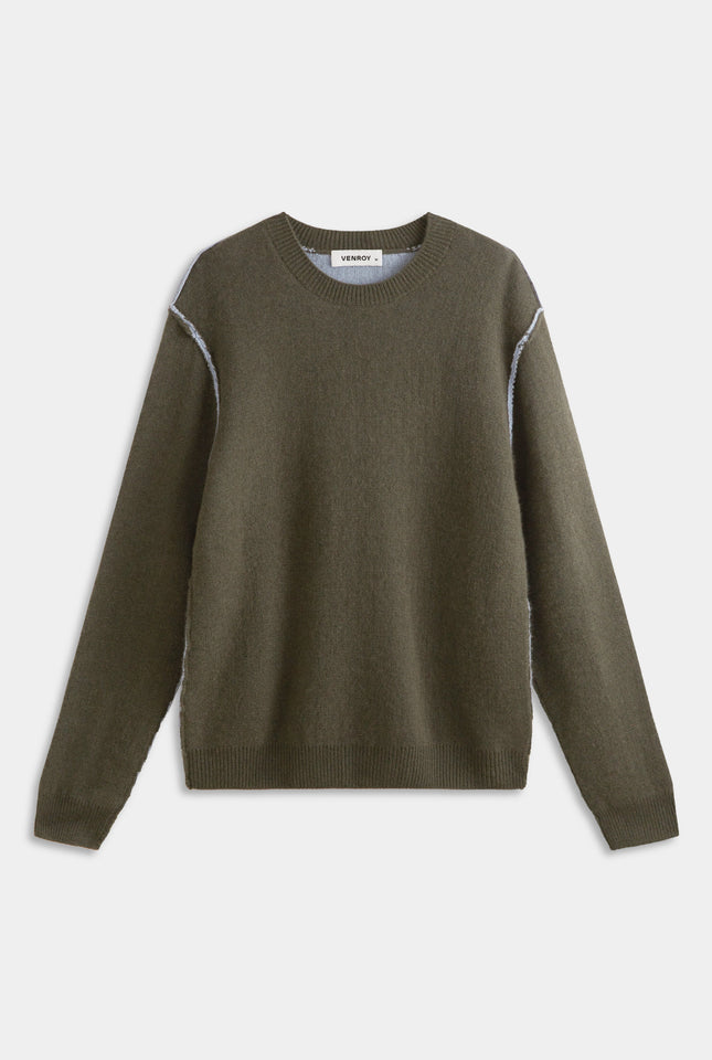 Exposed Seam Cashmere Sweater - Juniper/Sky
