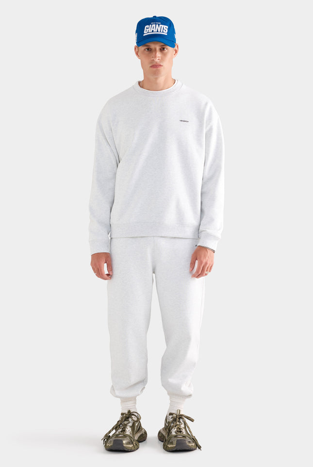 Fleece Track Crewneck - Light Grey Marl