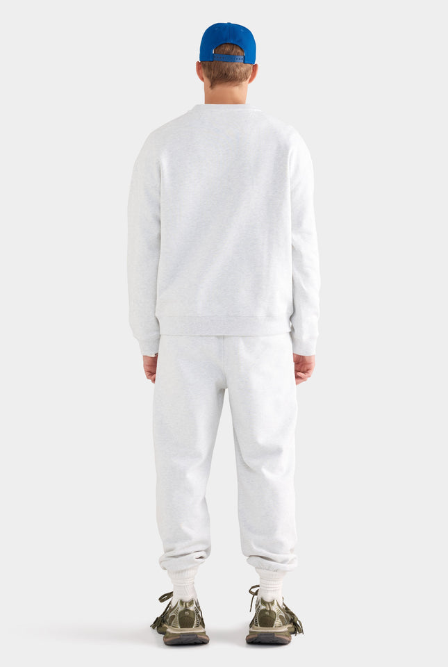 Fleece Track Crewneck - Light Grey Marl