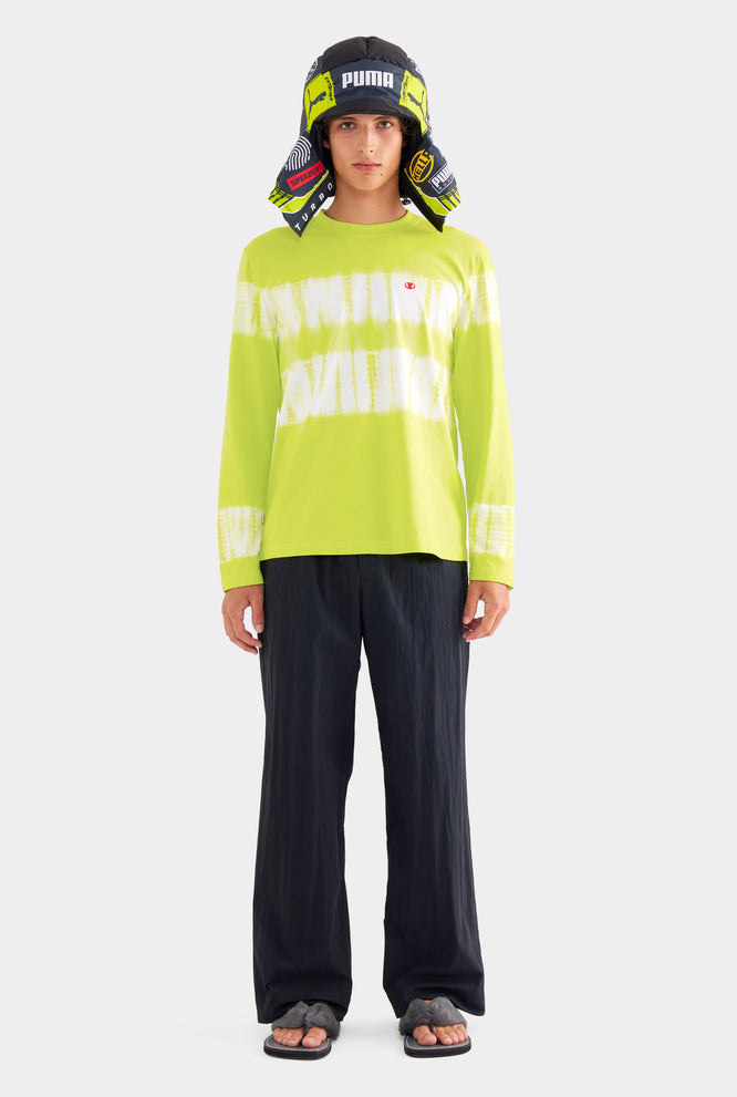 Long Sleeve Tie Dye T Shirt - Chartreuse Tie Dye