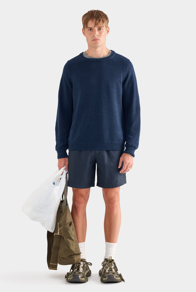 Linen Raglan Sweater - Navy