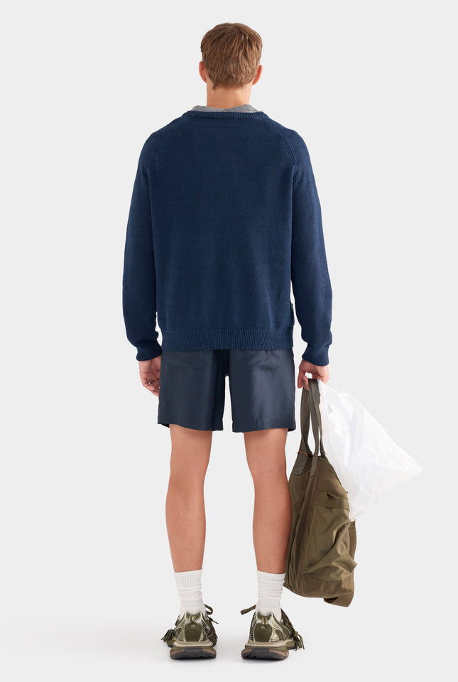 Linen Raglan Sweater - Navy