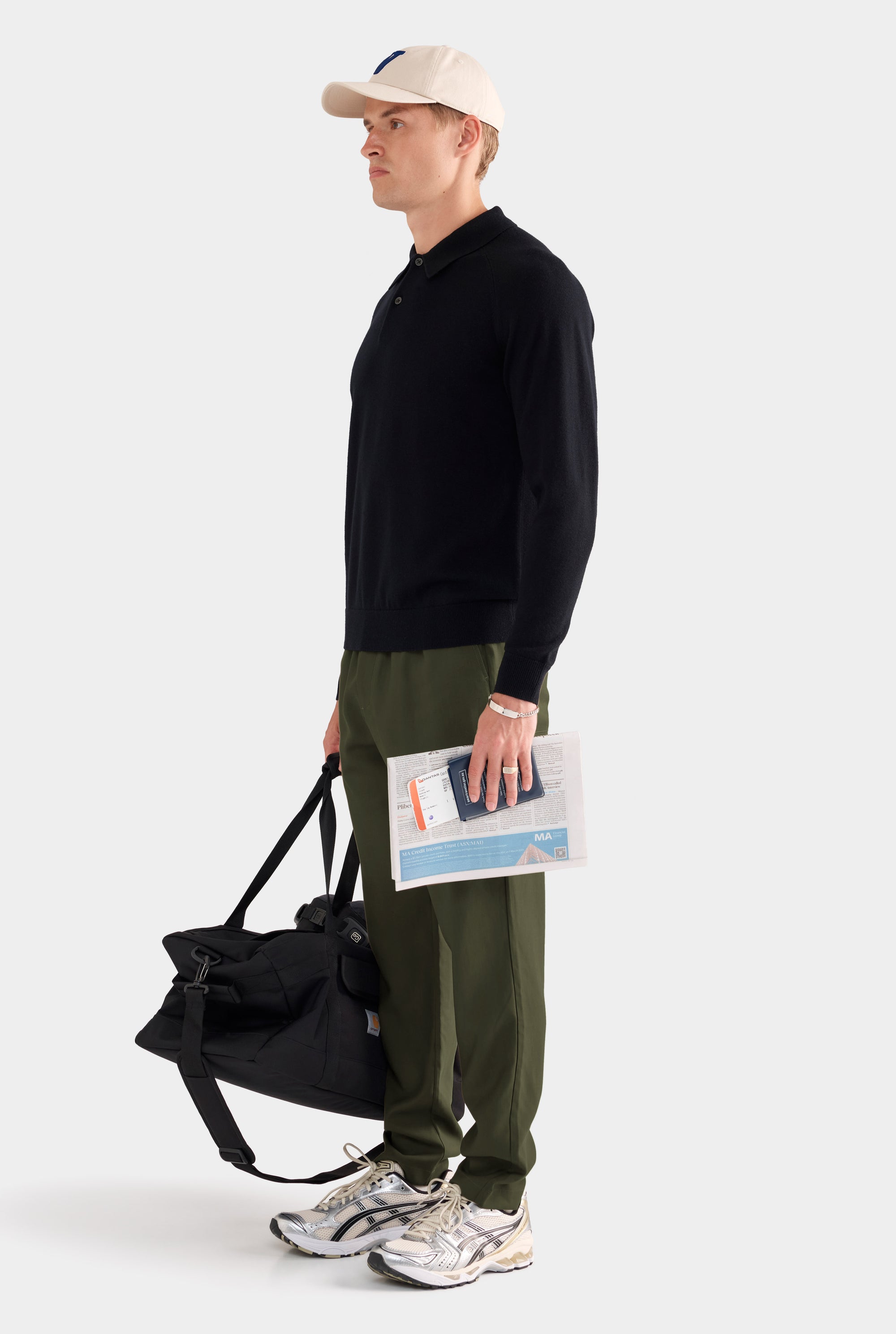 Merino Wool Knit Polo - Black
