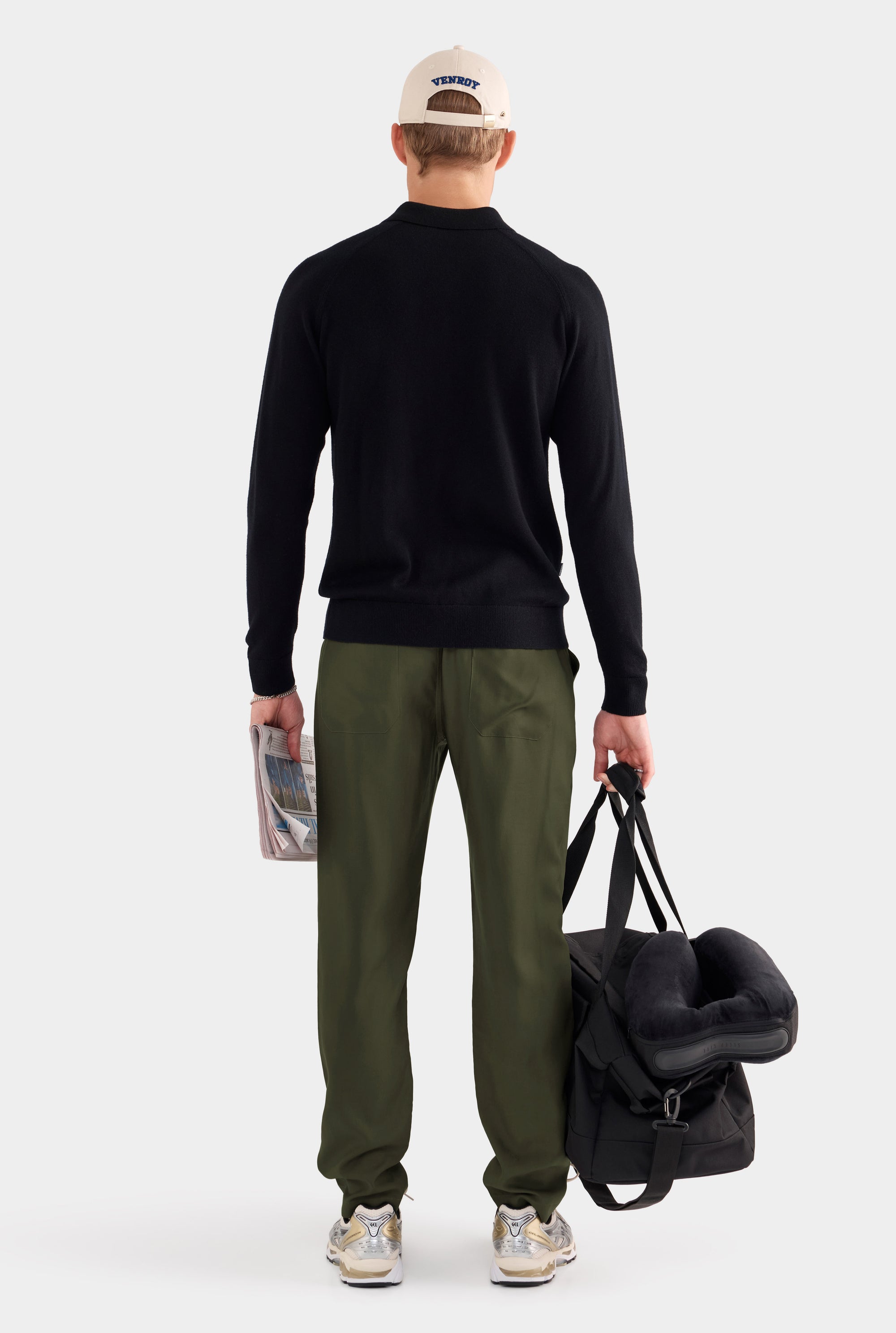 Merino Wool Knit Polo - Black