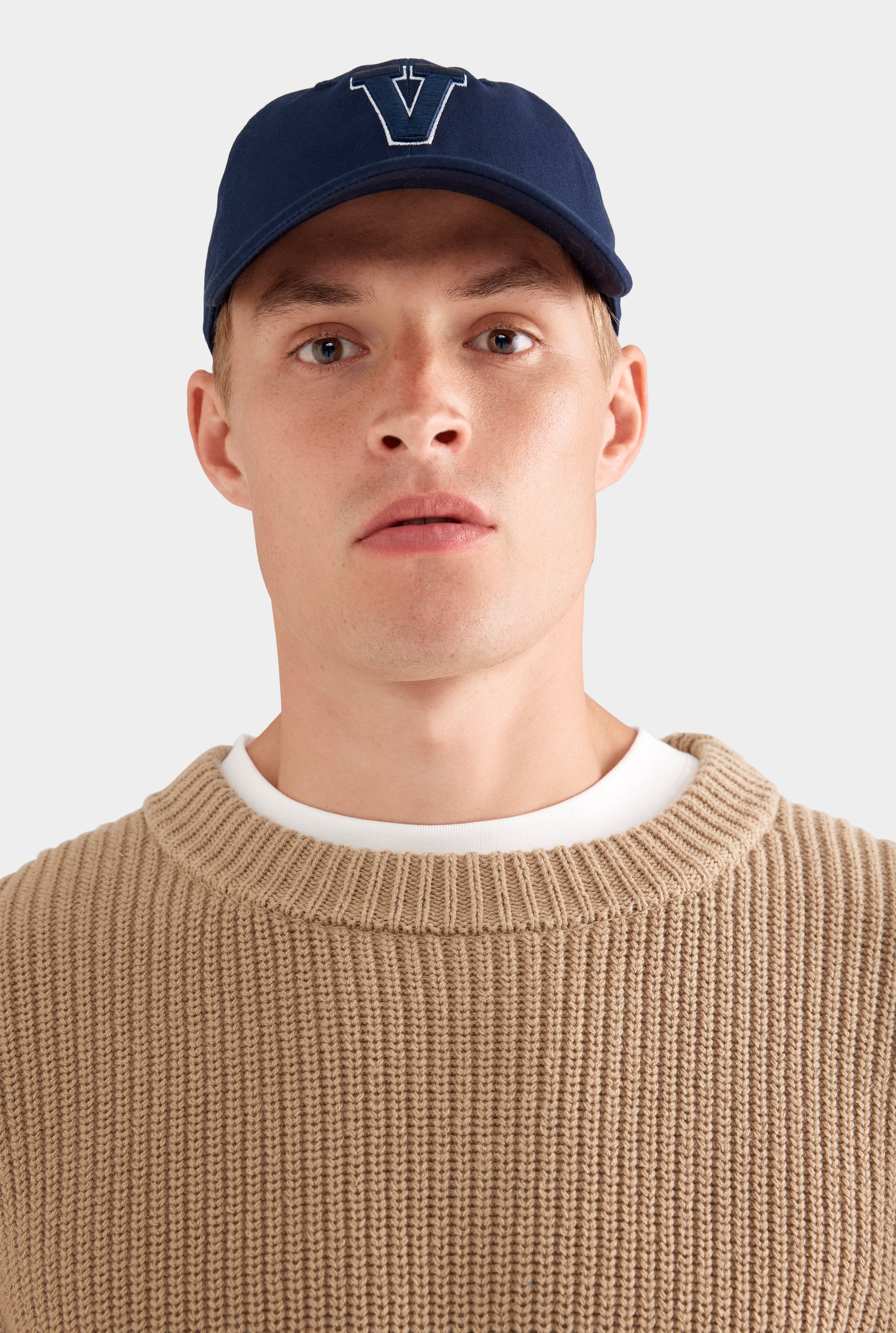 Oversized Cotton Knit Sweater - Light Khaki