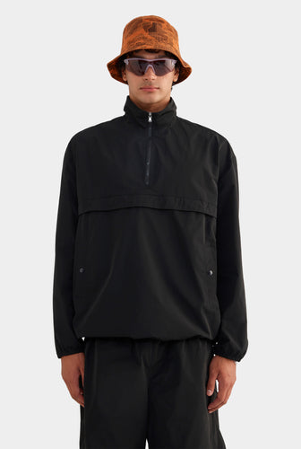 Panelled Nylon Quarter Zip - Black