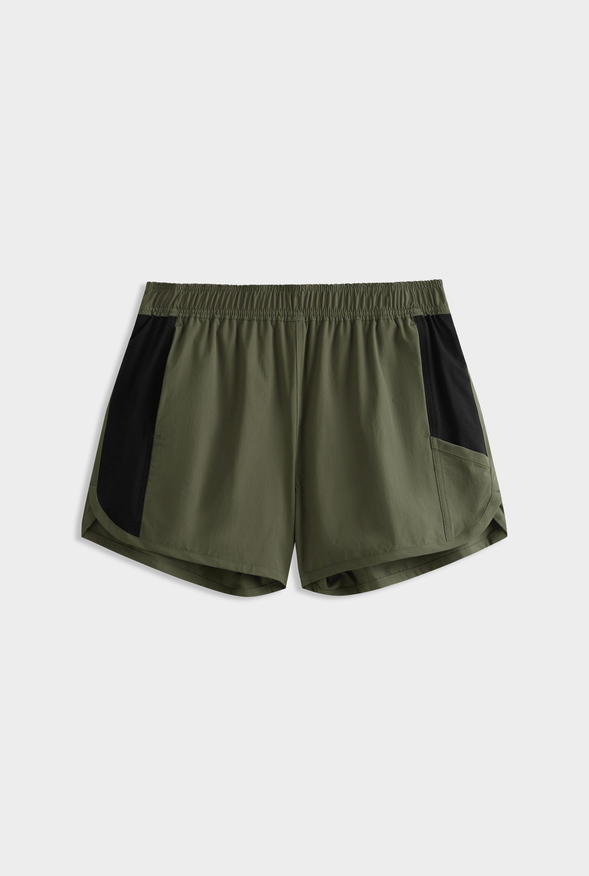 Panelled Stretch Swim Short - Smokey Olive/Black