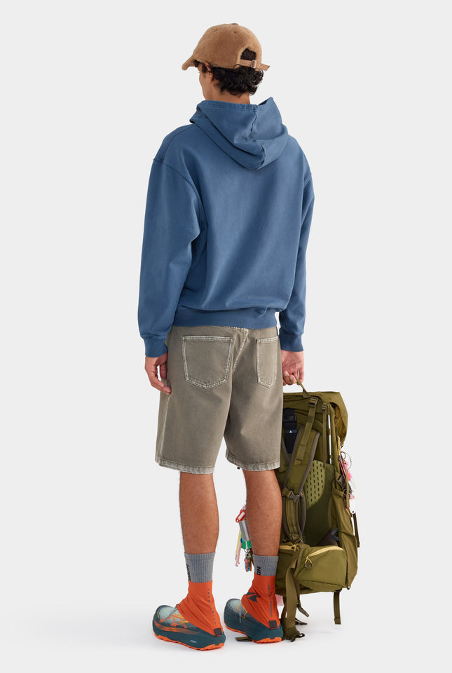 Pigment Dyed Fleece Track Hoodie - Dark Slate Blue