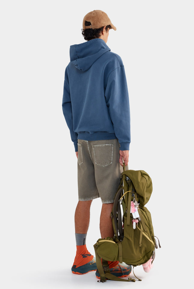 Pigment Dyed Fleece Track Hoodie - Dark Slate Blue
