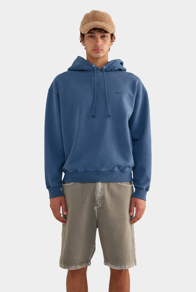 Pigment Dyed Fleece Track Hoodie - Dark Slate Blue