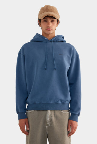 Pigment Dyed Fleece Track Hoodie - Dark Slate Blue