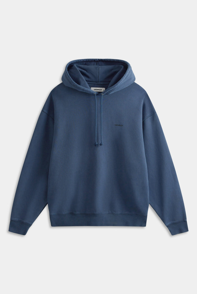 Pigment Dyed Fleece Track Hoodie - Dark Slate Blue