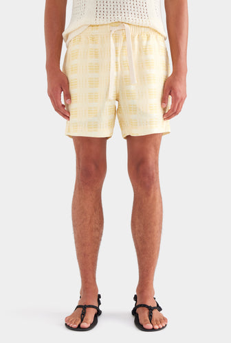 Printed Lounge Short - Yellow Painted Check