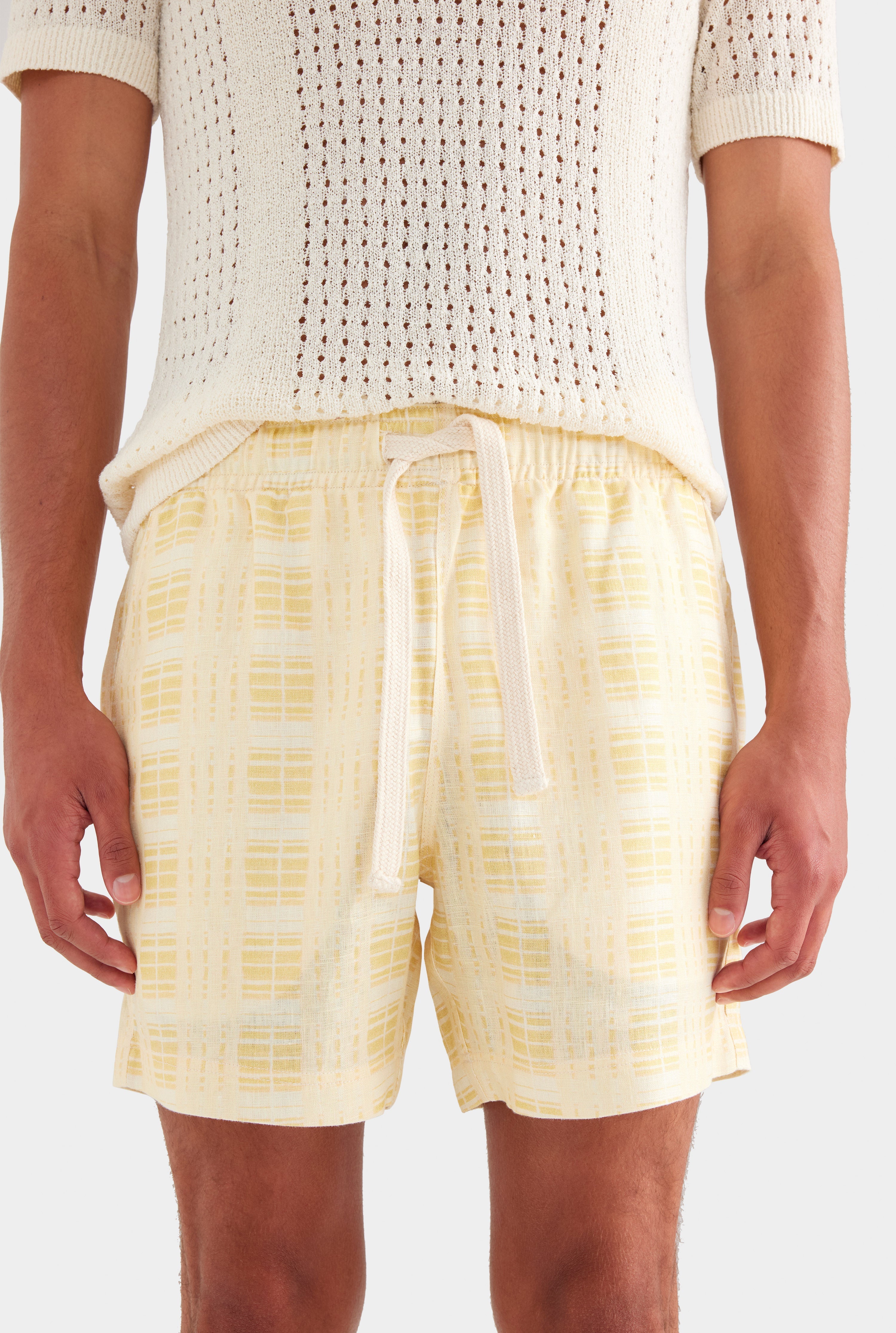 Printed Lounge Short - Yellow Painted Check