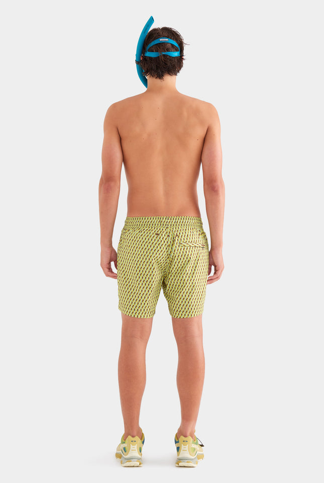 Printed Swim Short - Dijon/Lime V Monogram