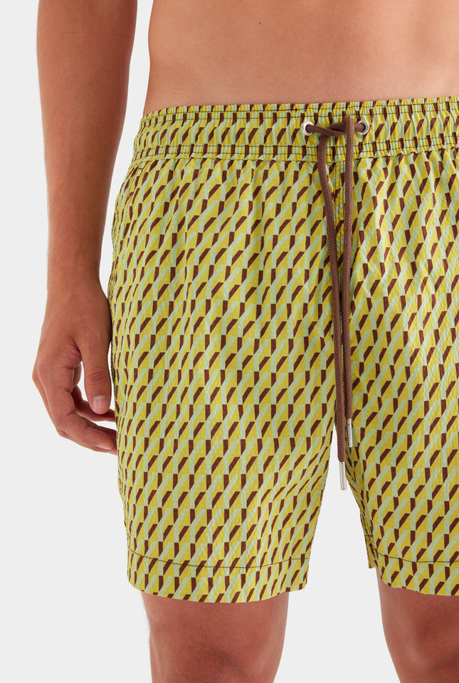 Printed Swim Short - Dijon/Lime V Monogram