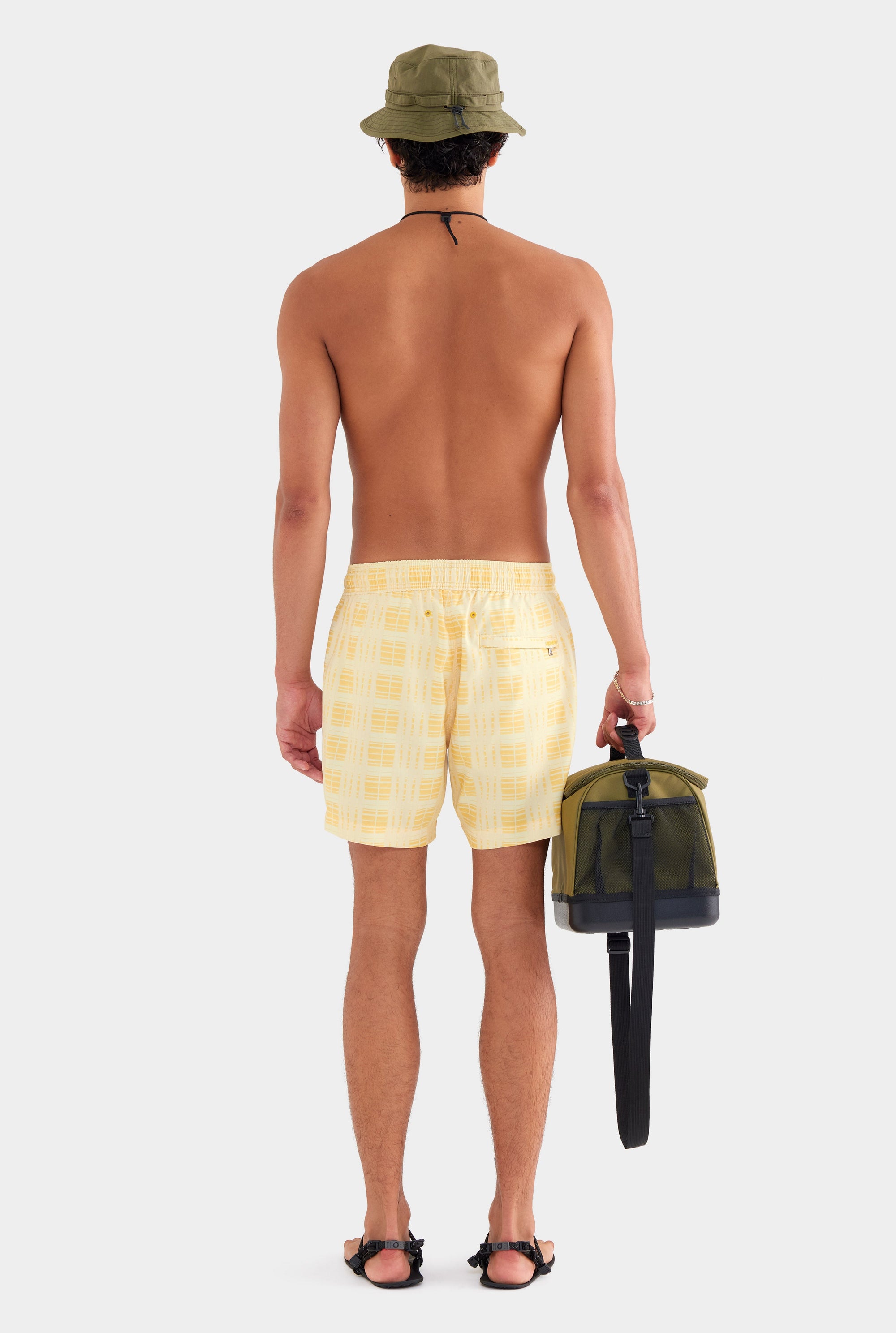 Printed Swim Short - Painted Yellow Check