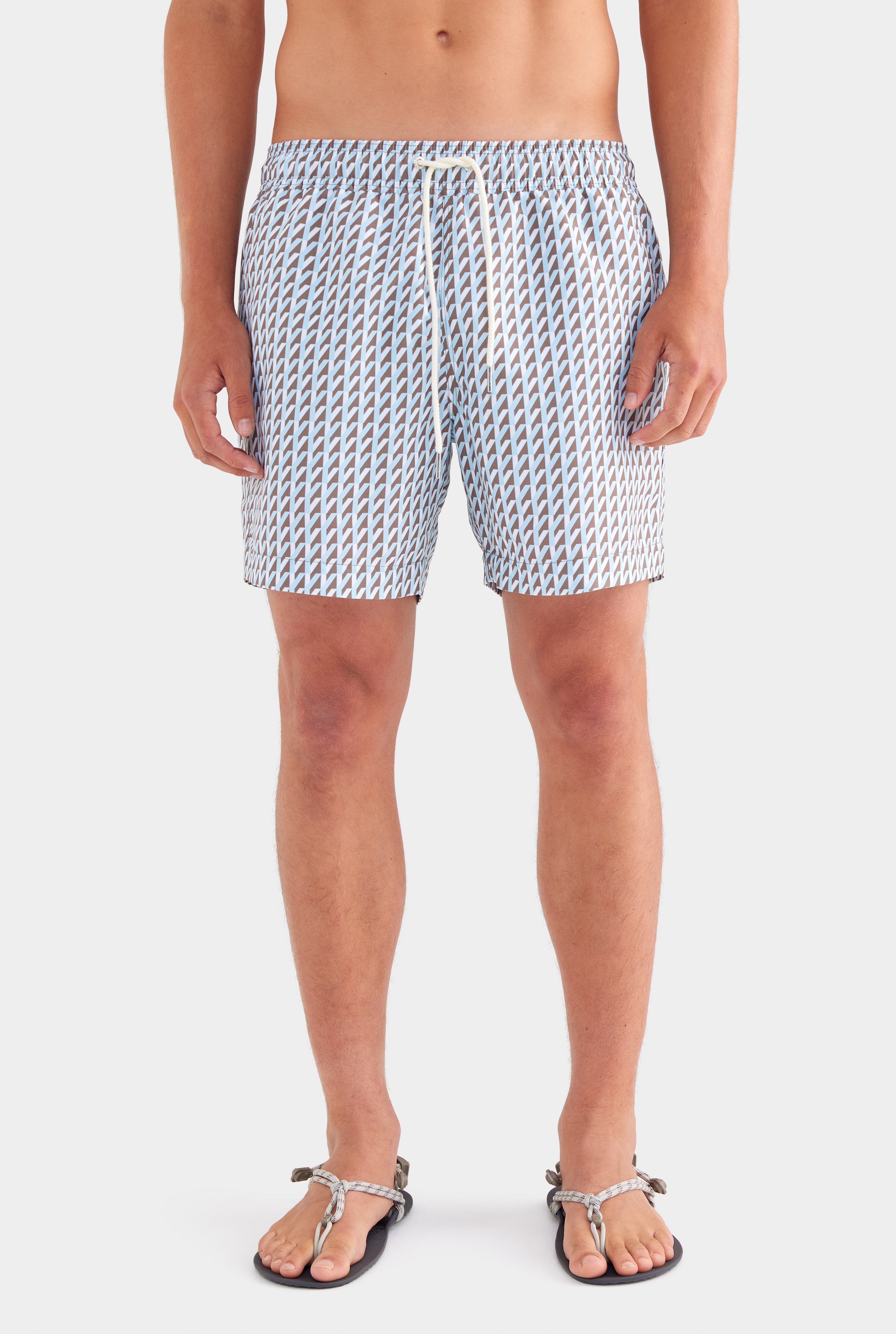 Printed Swim Short - Powder Blue/Chestnut V Monogram