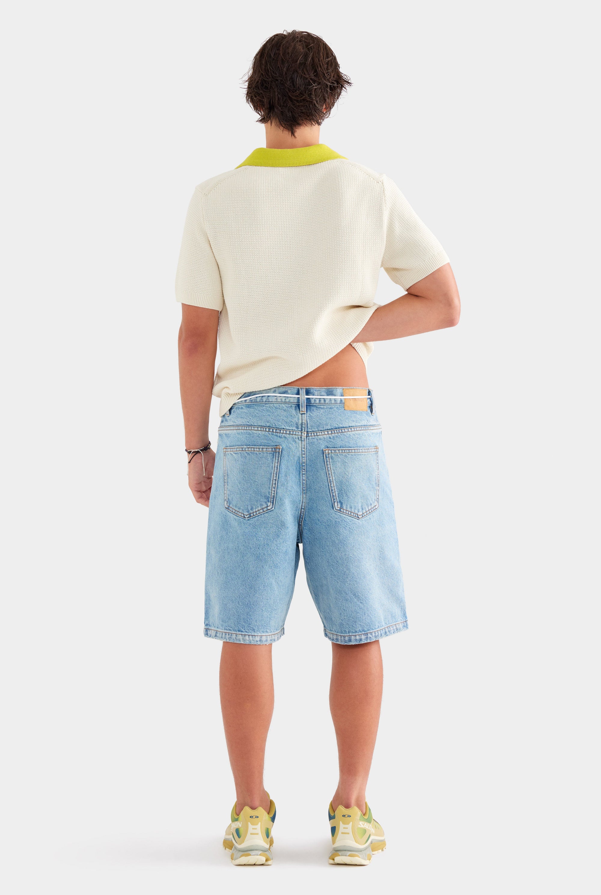 Relaxed Cotton Knit Open Neck Polo - Cream/Dijon