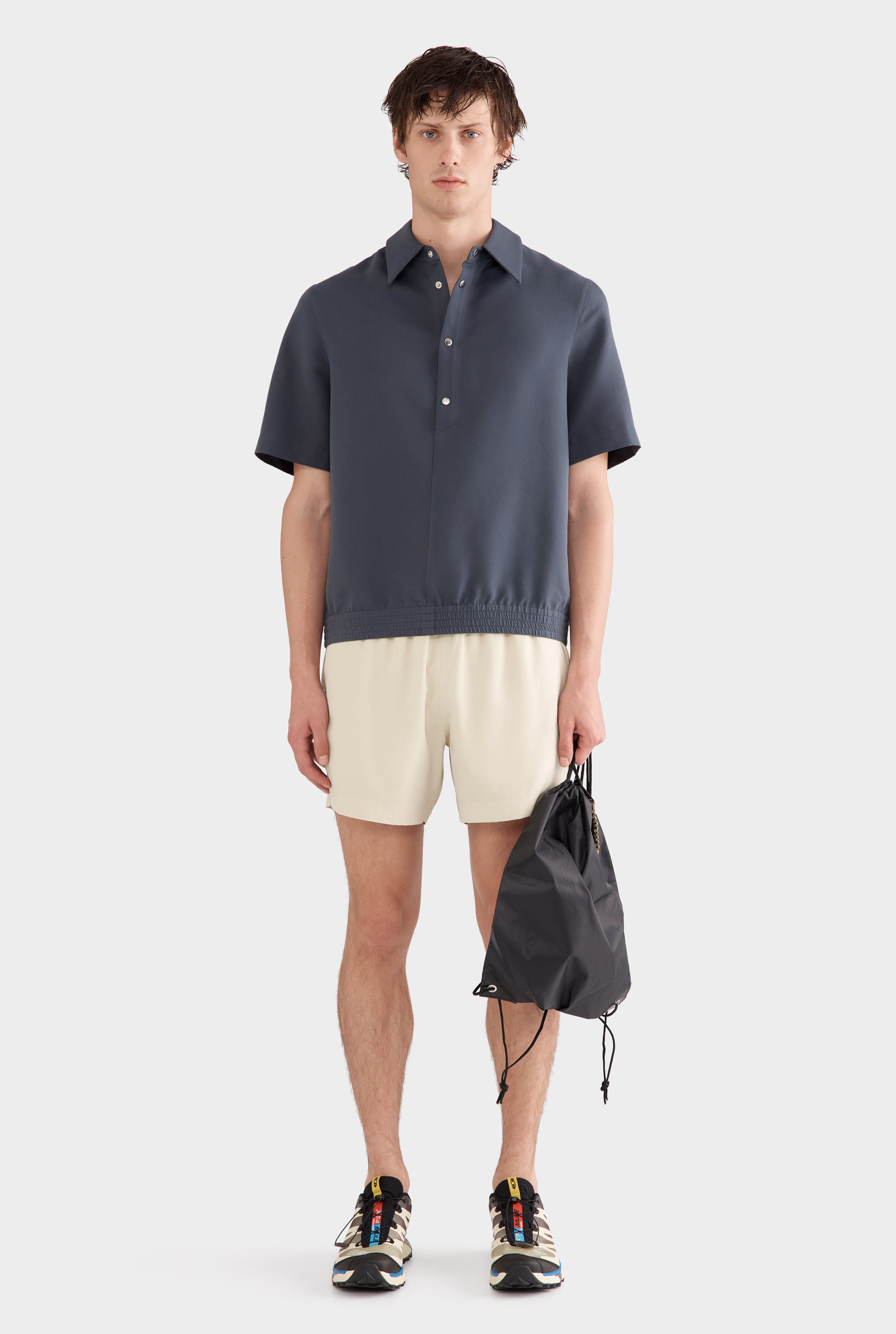 Cotton Cupro Short Sleeve Popover - Ink