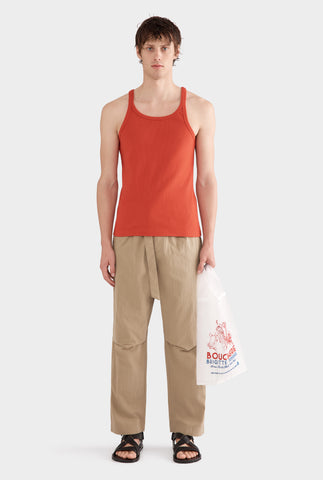 Slim Fit Jersey Rib Tank - Red