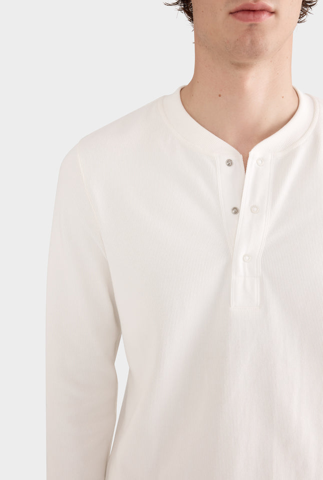 Long Sleeve Jersey Henley Top - Cream