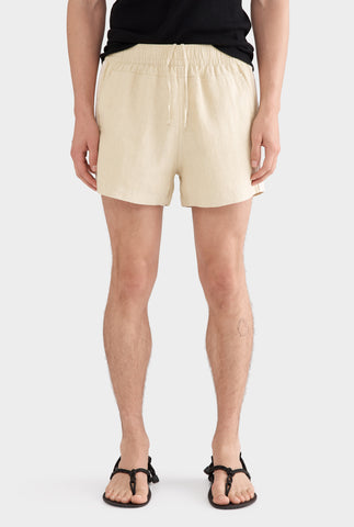 Panelled Pocket Linen Short - Green Haze/Natural Tape