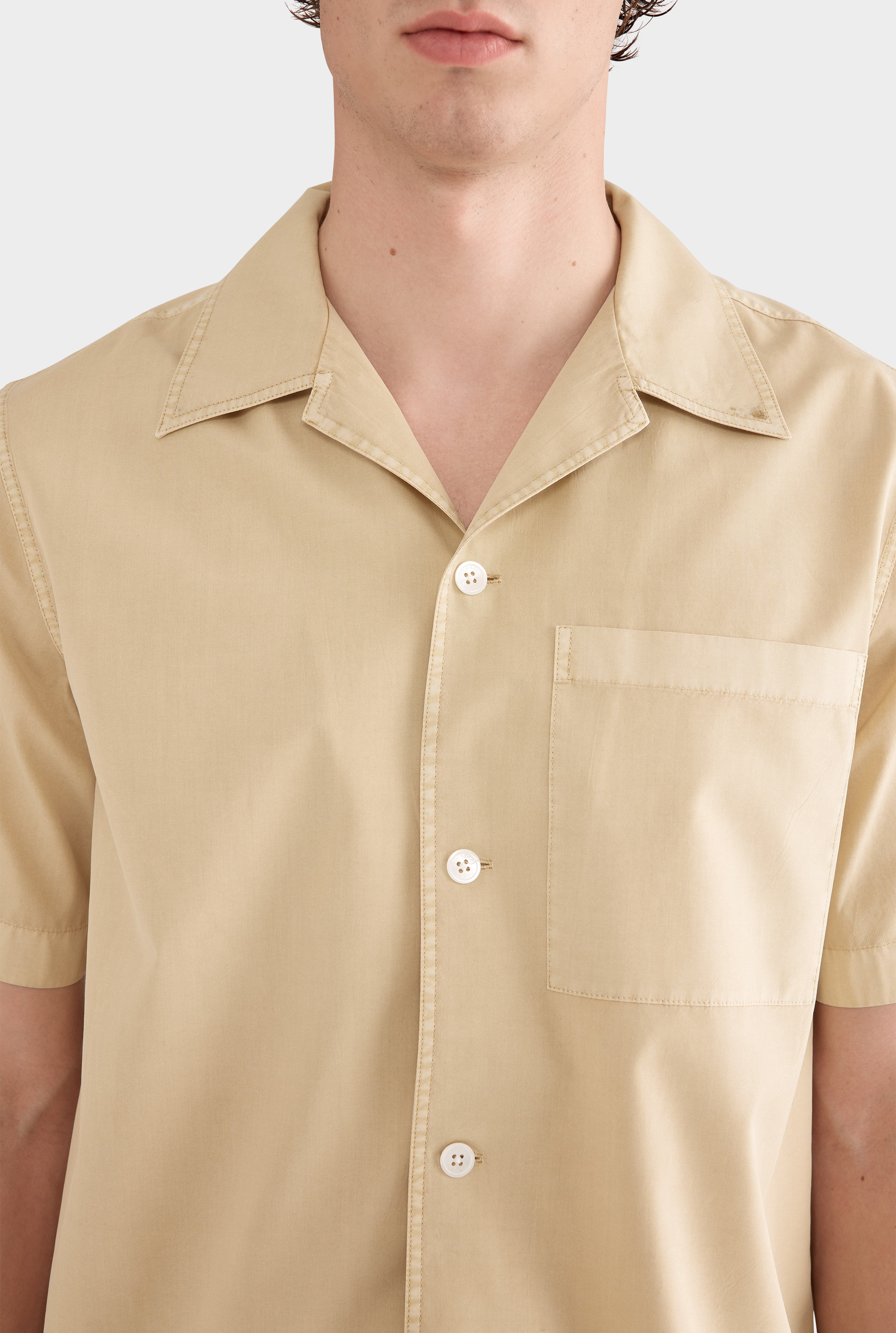 Pigment Dyed Boxy Cotton Camp Collar Shirt - Amber Yellow