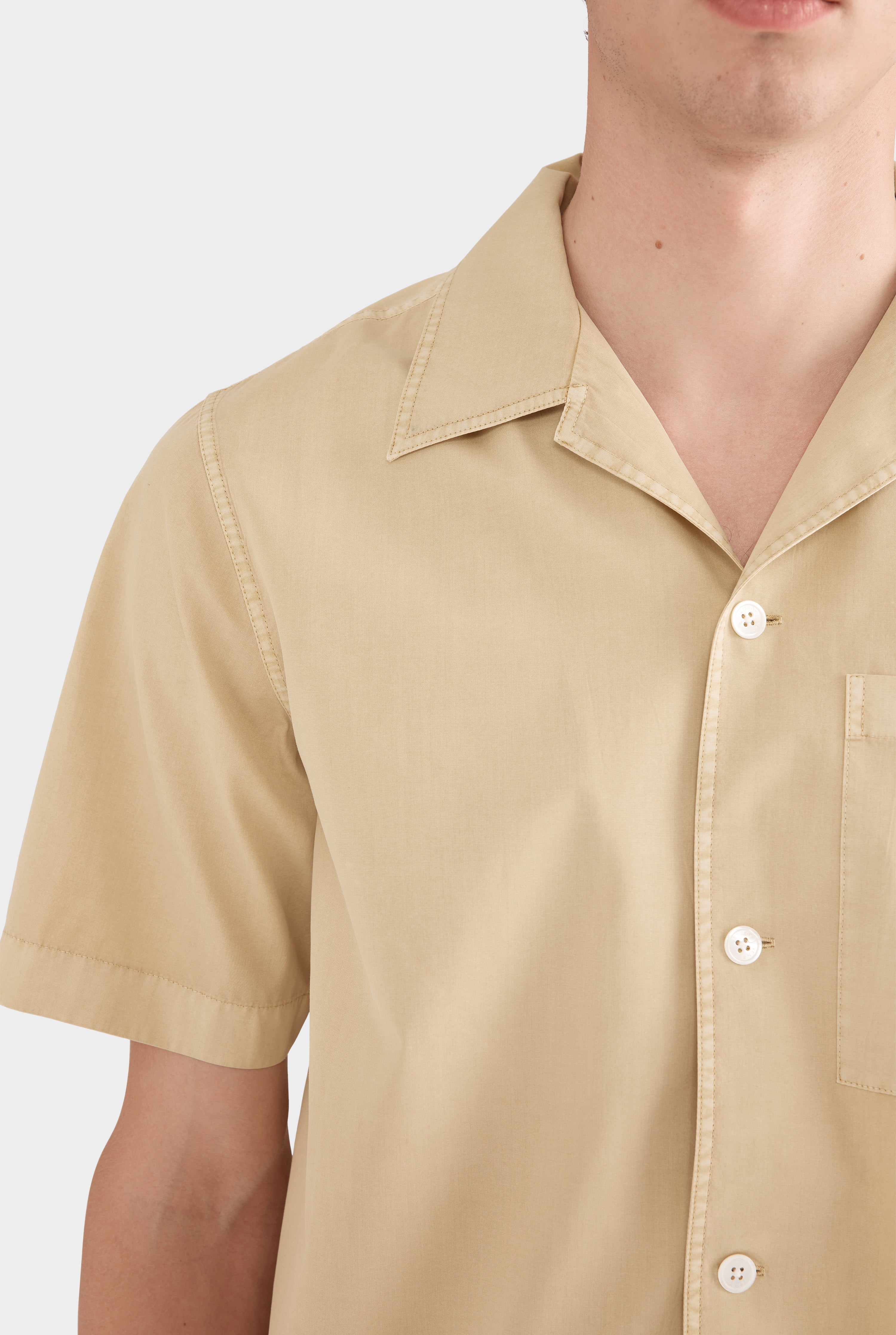 Pigment Dyed Boxy Cotton Camp Collar Shirt - Amber Yellow