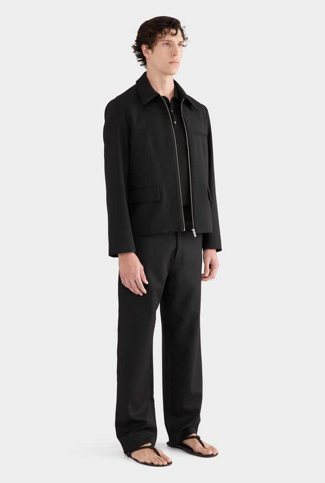 Relaxed Wool Suit Jacket - Black