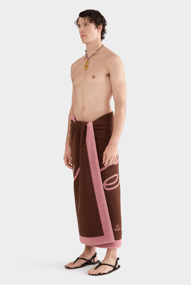 Venroy Jacquard Towel - Cocoa/Pink