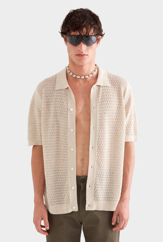 Crochet Border Shirt - Sand