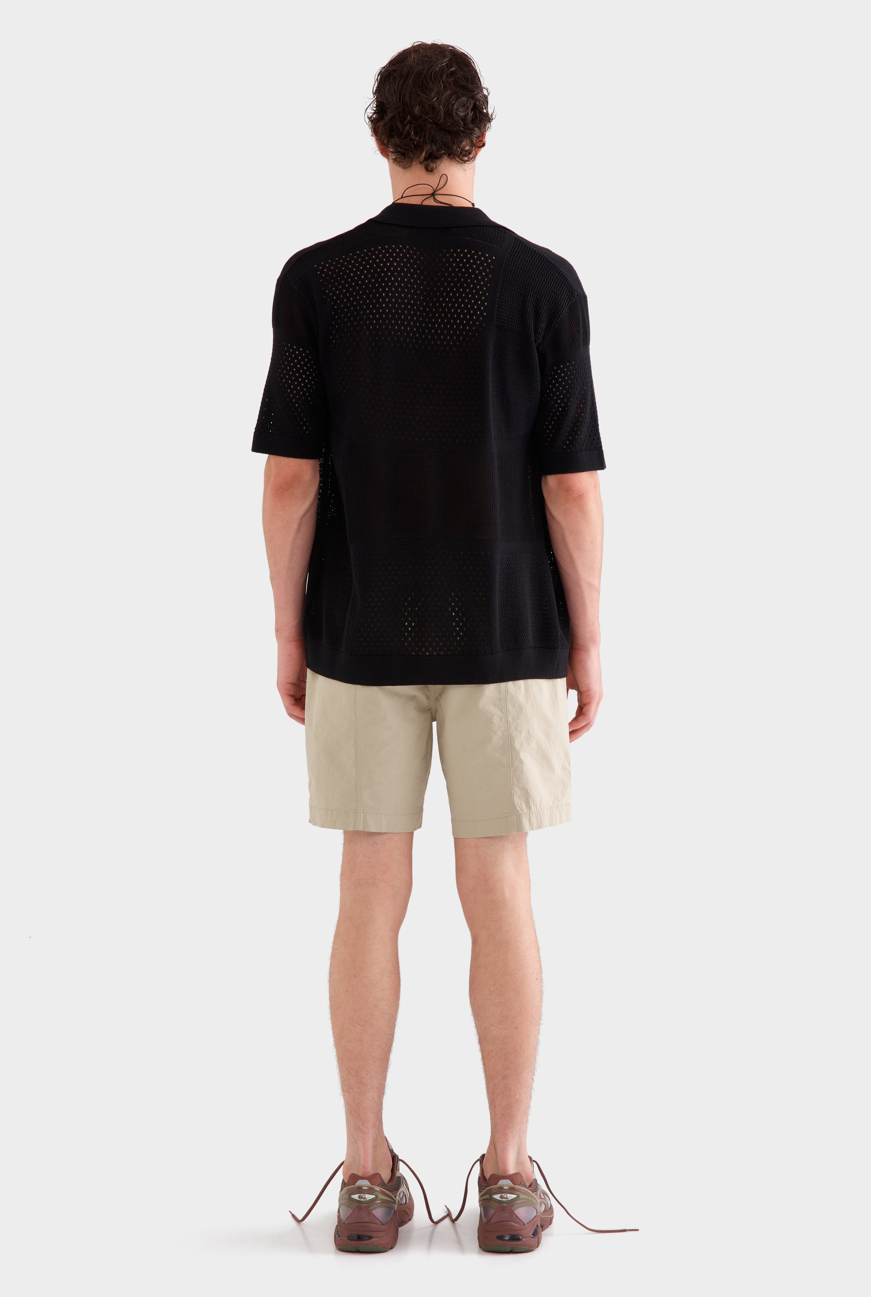 Multi Stitch Cotton Knit T-Shirt -  Black