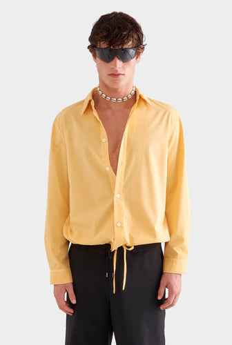 Pigment Dyed Long Sleeve Boxy Cotton Shirt - Amber Yellow