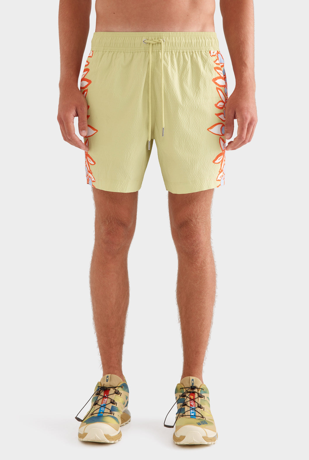 Printed Swim Short - Lime Green/Rio Red Floral