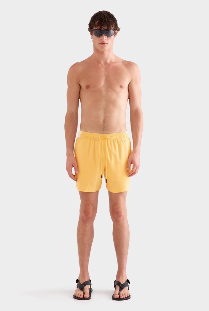 Solid Stretch Swim Short - Amber Yellow/Cream