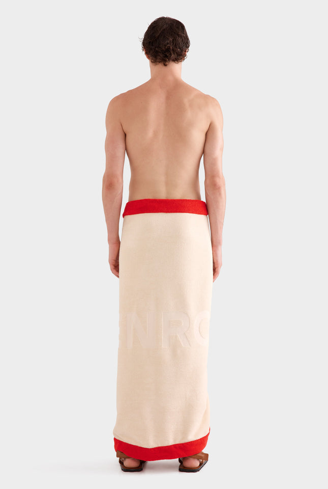 Venroy Border Towel -  Cream/Red