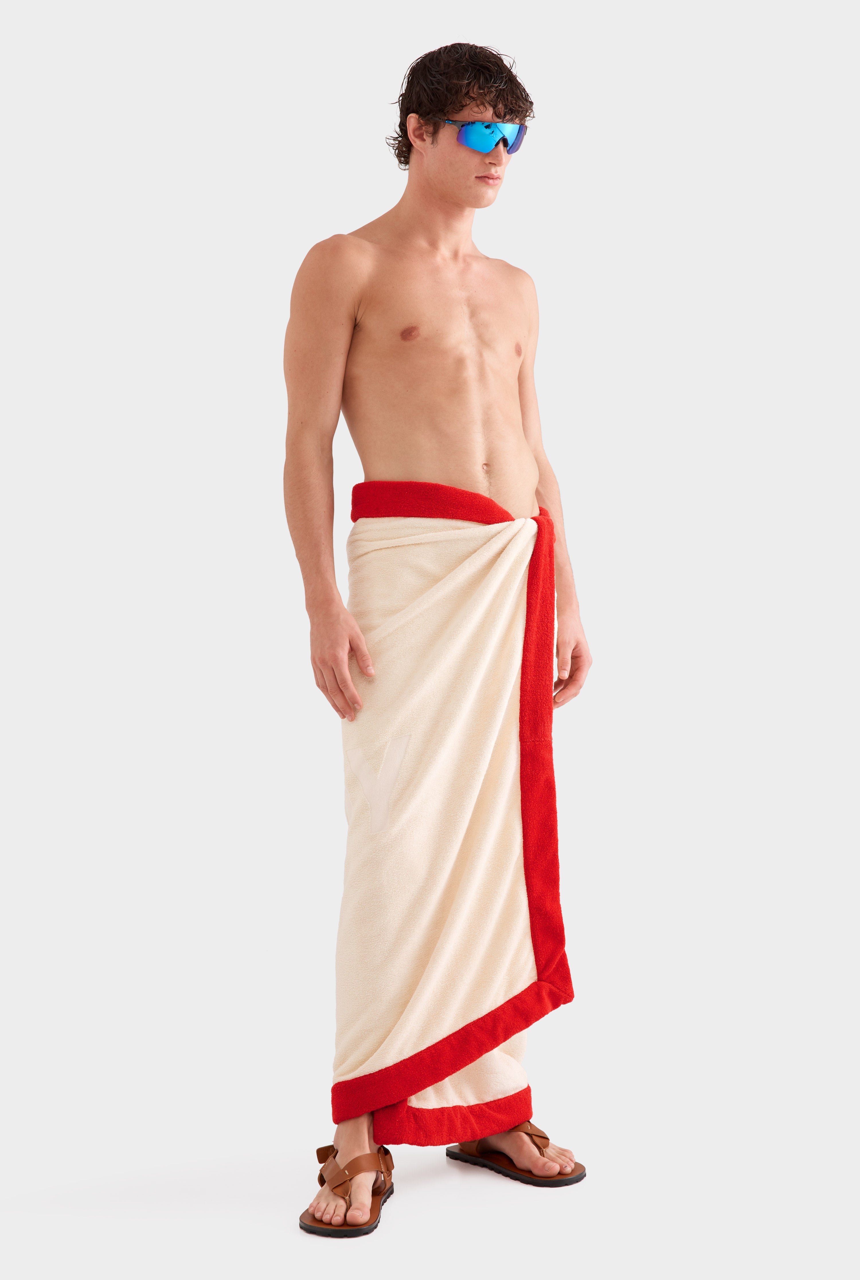 Venroy Border Towel -  Cream/Red